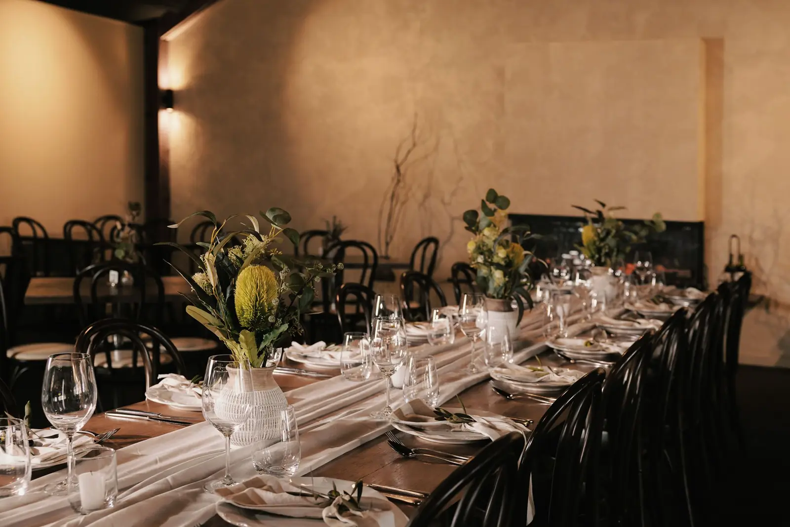 A long table set for an event